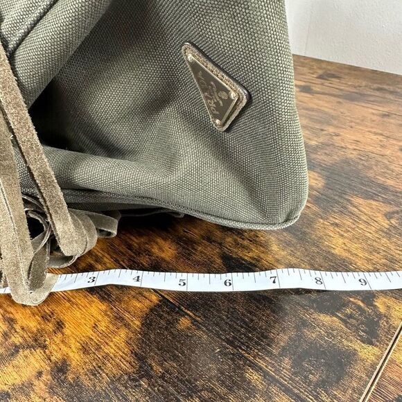 Prada Canapa Fringed Tote Bag Olive Green - Picture 16 of 16